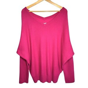 Maeve Anthropologie The Cashmere Collection Sweater Womens XL Pink V Neck Soft